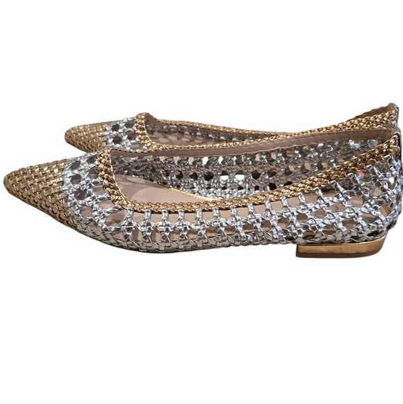 Anthropology CECELIA NEW YORK Metallic Woven Pointed-Toe Flats - Picture 3 of 9
